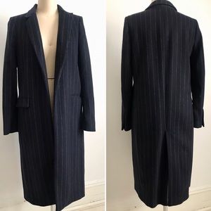 Zara Navy Striped Coat Size M